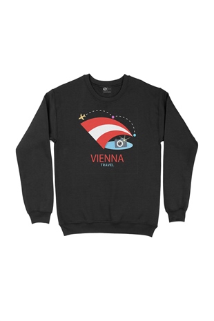 Viyana Seyahati Siyah Sweatshirt