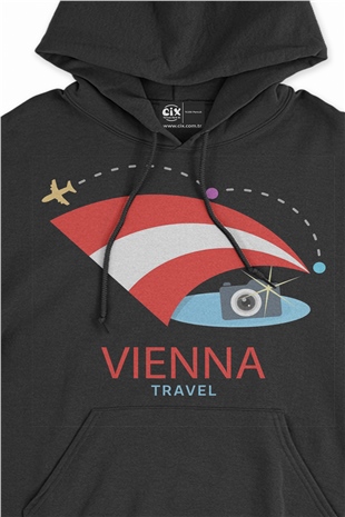 Viyana Seyahati Siyah Sweatshirt Hoodie