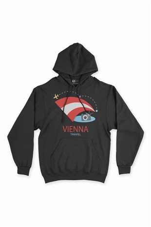 Viyana Seyahati Siyah Sweatshirt Hoodie