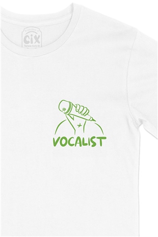 Vocalist Cep Logo Tasarımlı Beyaz Tişört