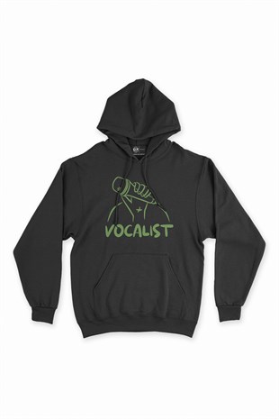 Vokalist Siyah Kapşonlu Sweatshirt Hoodie