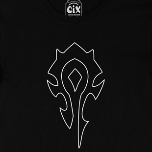 Warcraft Beyaz Logolu Siyah Tişört
