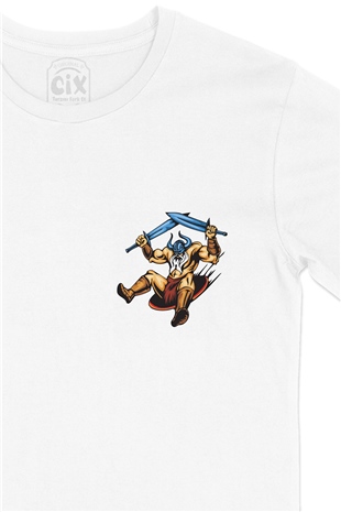 Warrior Kılınçları Cep Logo Tasarımlı Beyaz Tişört