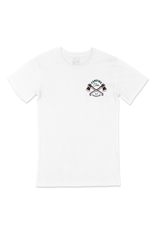 Wild Adventure Cep Logo Tasarımlı Beyaz Tişört