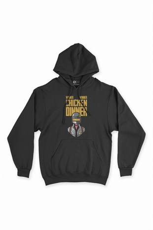 Winner Winner Chicken Dinner Siyah Kapşonlu Sweatshirt Hoodie