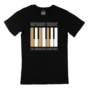 Without Music Siyah Tişört