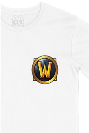 World Of Warcraft Cep Logo Tasarımlı Beyaz Tişört