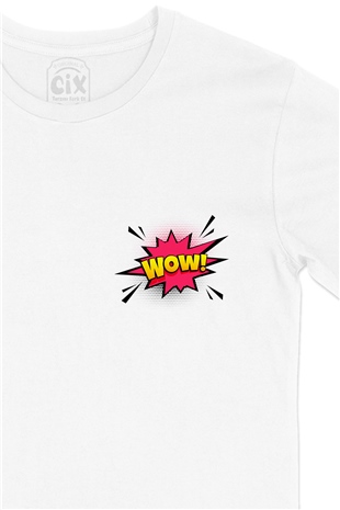 Wow Cep Logo Tasarımlı Beyaz Tişört