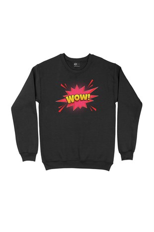 Wow Siyah Sweatshirt