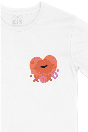XOXO Cep Logo Tasarımlı Beyaz Tişört