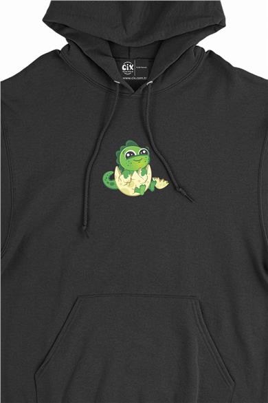 Yavru Dinozor Minimal Kapşonlu Sweatshirt Hoodie