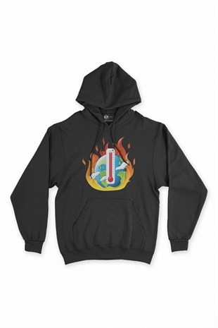 Yaz Sıcağı Siyah Kapşonlu Sweatshirt Hoodie
