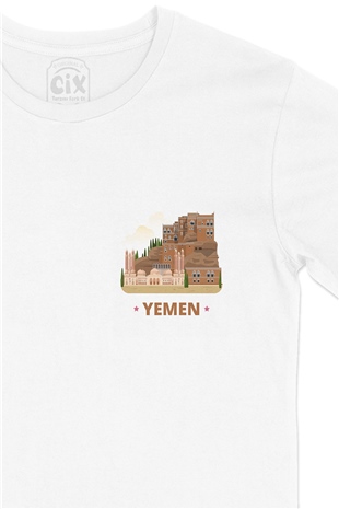 Yemen Cep Logo Tasarımlı Beyaz Tişört