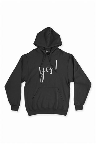Yes Siyah Kapşonlu Sweatshirt Hoodie