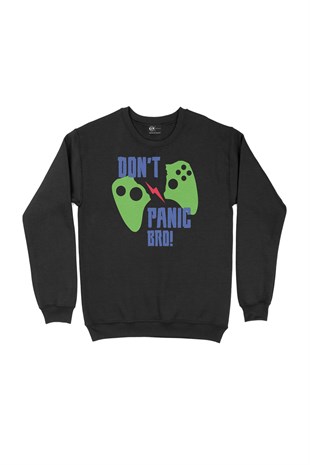 Yeşil Dont Panic Bro Siyah Sweatshirt