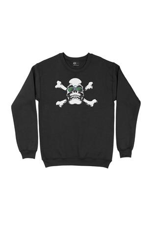 Yeşil Gözlüklü Kuru Kafa Siyah Sweatshirt