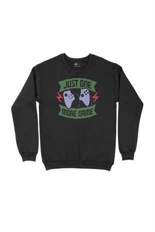 Yeşil Just One More Game Siyah Sweatshirt
