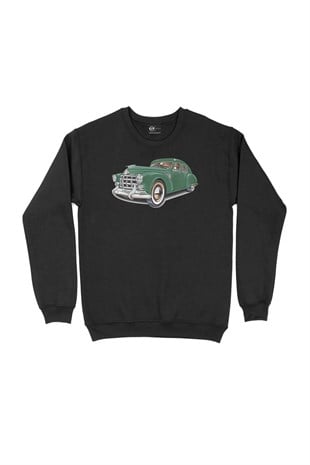 Yeşil Klasik Araba Siyah Sweatshirt