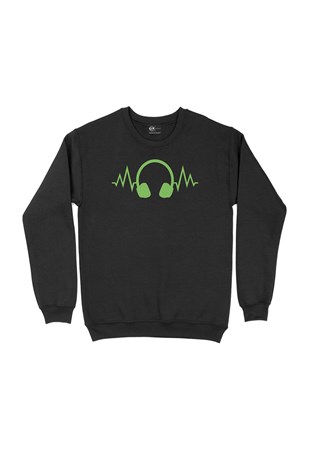Yeşil Kulaklık Siyah Sweatshirt