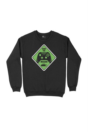 Yeşil Start The Mission Siyah Sweatshirt