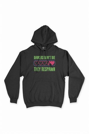 Yeşil They Respawn Siyah Kapşonlu Sweatshirt Hoodie