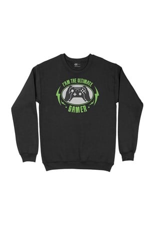 Yeşil Ultimate Gamer Siyah Sweatshirt