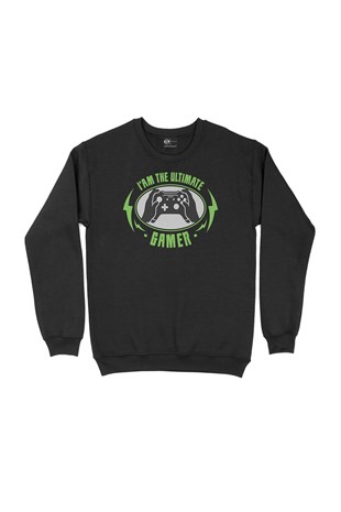 Yeşil Ultimate Gamer Siyah Sweatshirt