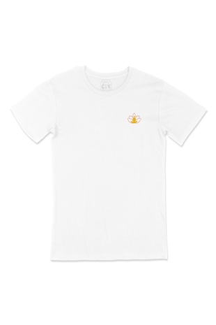 Yoga Meditasyon Cep Logo Tasarımlı Beyaz Tişört