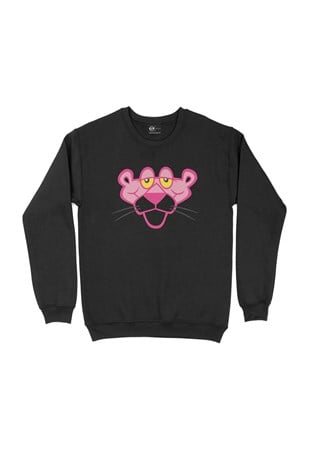Yorgun Pembe Panter Siyah Sweatshirt