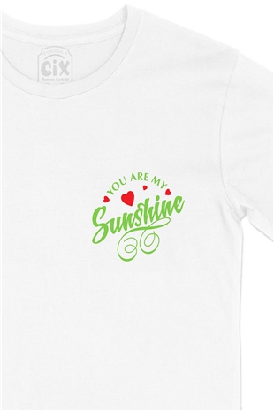 You Are My Sun Shine Cep Logo Tasarımlı Beyaz Tişört