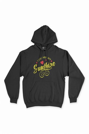 You Are My Sun Shine Siyah Kapşonlu Sweatshirt Hoodie