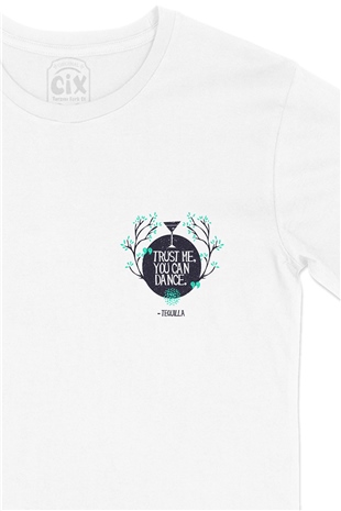 You Can Dance Cep Logo Tasarımlı Beyaz Tişört