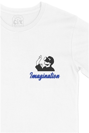 Your Imagination Cep Logo Tasarımlı Beyaz Tişört