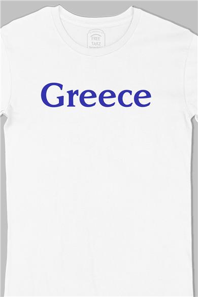 Yunanistan Greece Büyük Baskılı Beyaz Tişört