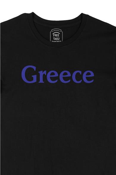 Yunanistan Greece Büyük Baskılı Siyah Tişört