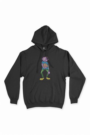 Zombies Boy Siyah Kapşonlu Sweatshirt Hoodie