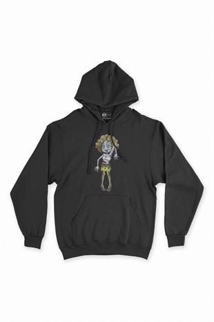 Zombies Girl Siyah Kapşonlu Sweatshirt Hoodie