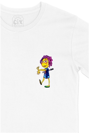 Zombies Woman Cep Logo Tasarımlı Beyaz Tişört