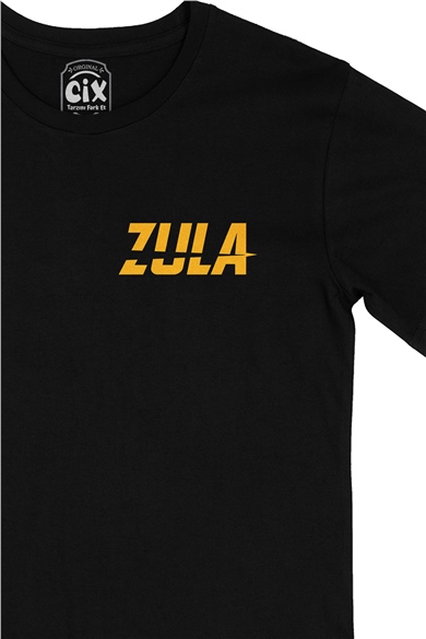 Zula Cep Logo Tasarımlı Siyah Tişört