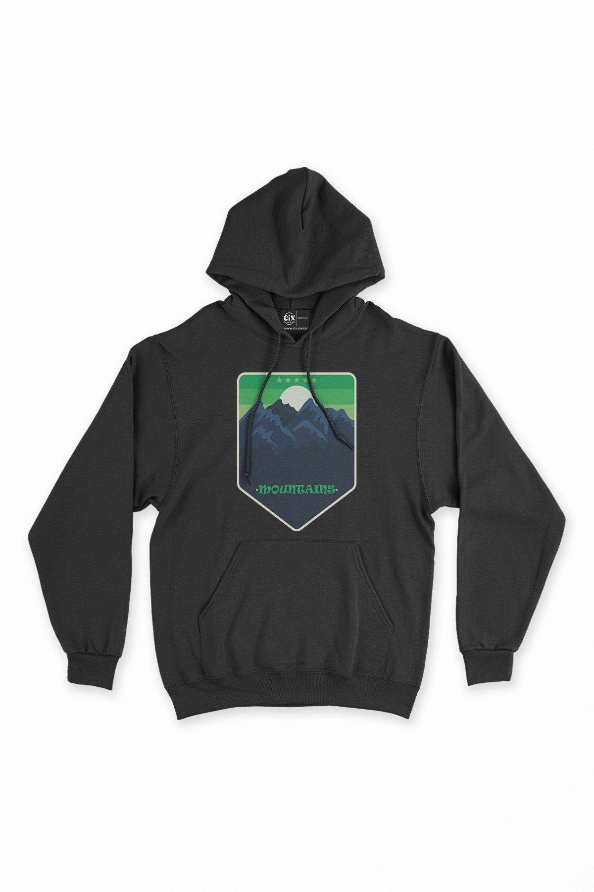 5 Stars Mountains  Siyah Kapşonlu Sweatshirt Hoodie