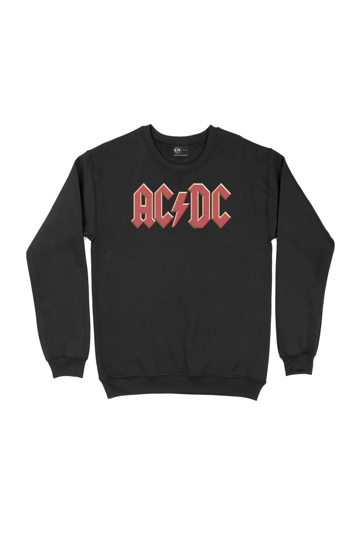 AC DC Kırmızı Logolu Siyah Sweatshirt