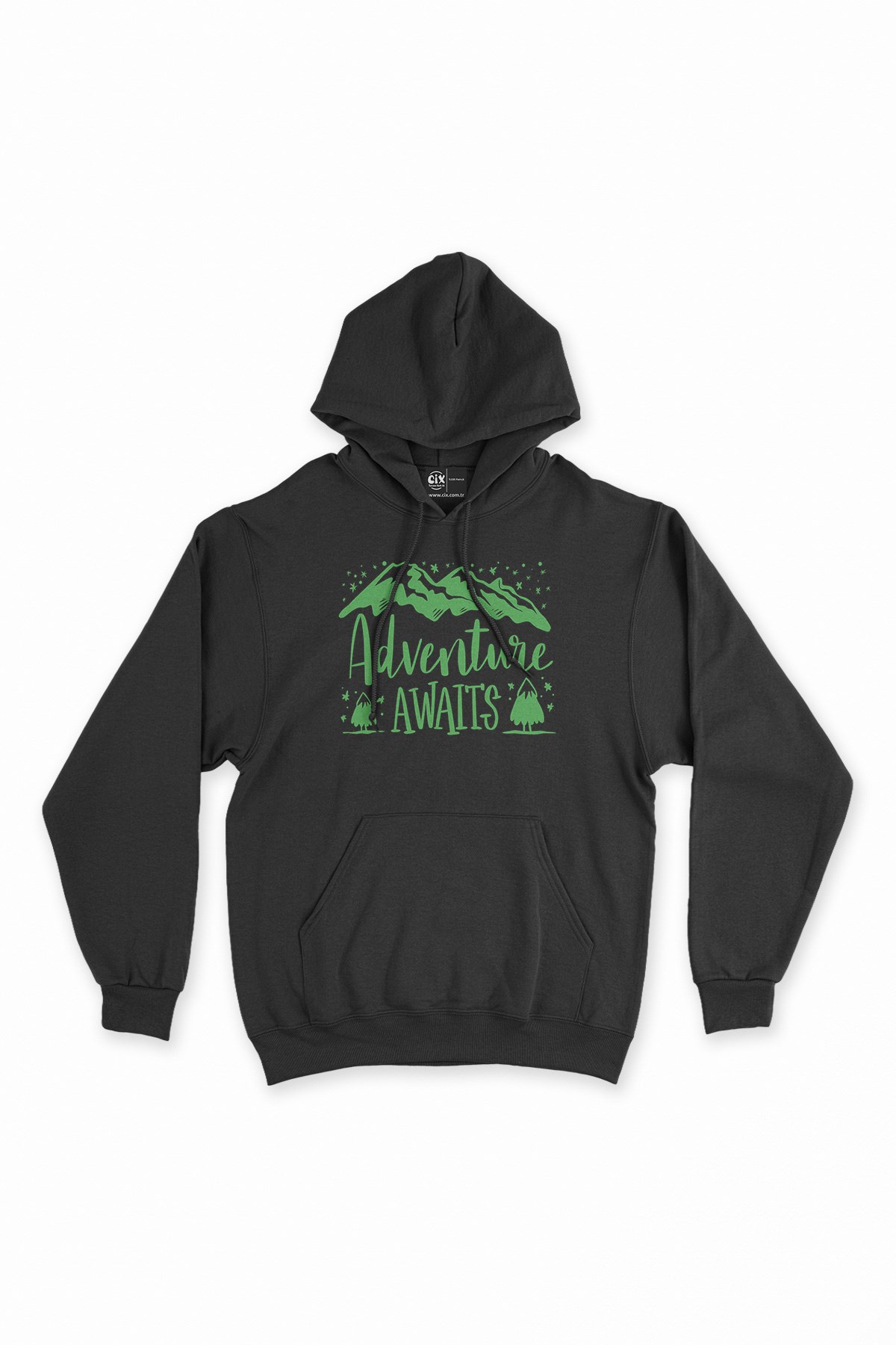Adventure Awaits Siyah Kapşonlu Sweatshirt Hoodie