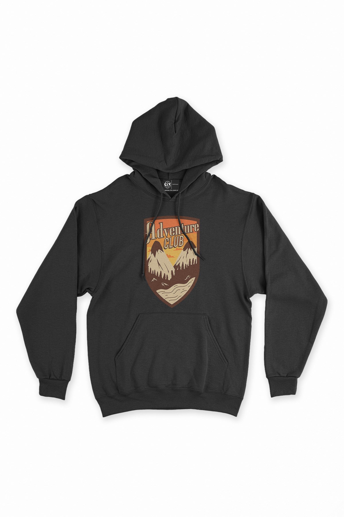 Adventure Club Siyah Kapşonlu Sweatshirt Hoodie