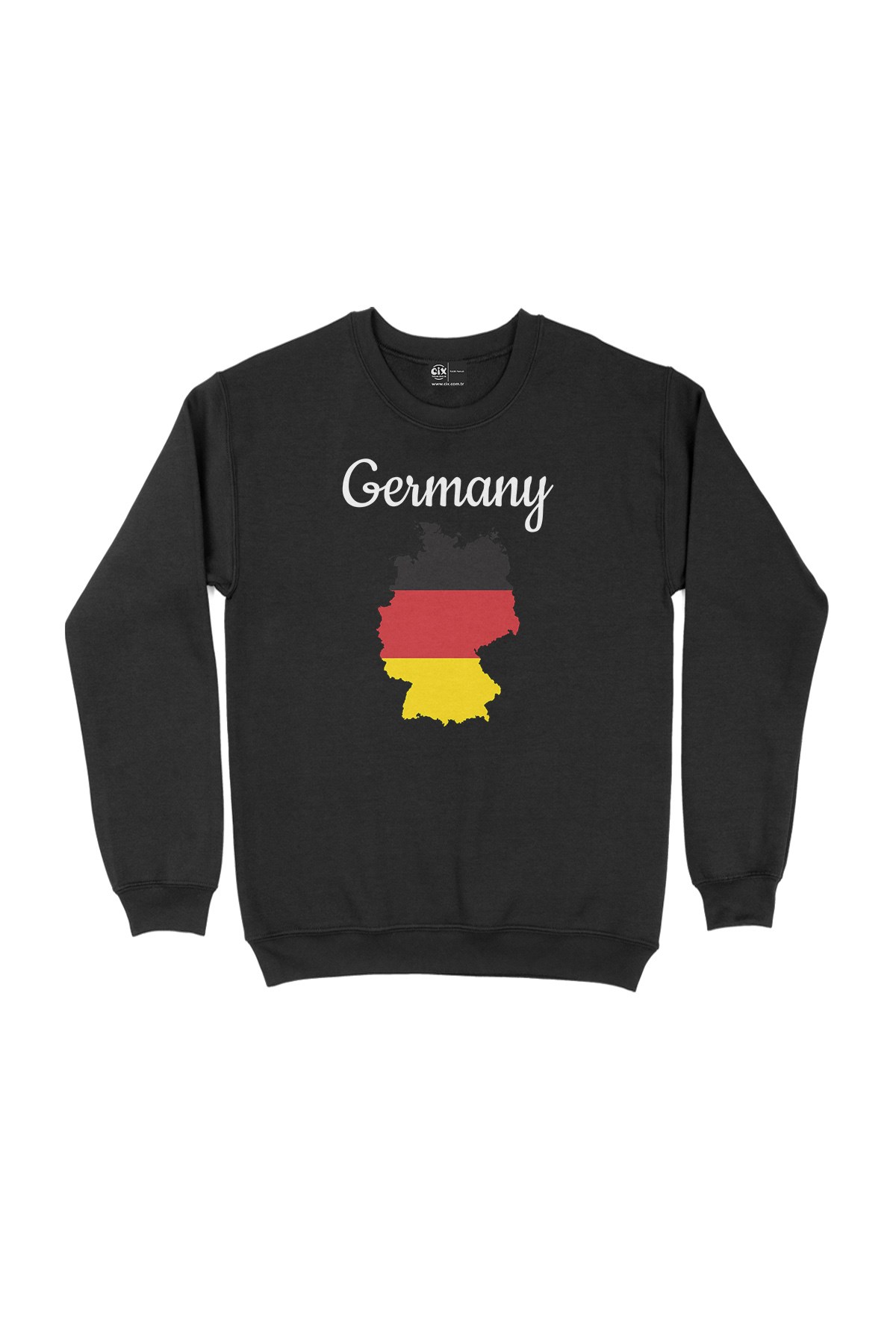 Almanya Haritalı ve Bayraklı Siyah Sweatshirt