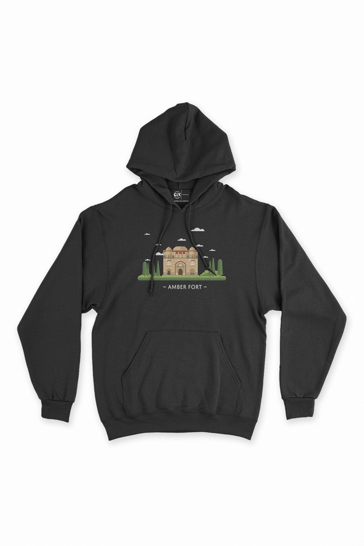 Amber Fort Kalesi Siyah Kapşonlu Sweatshirt Hoodie