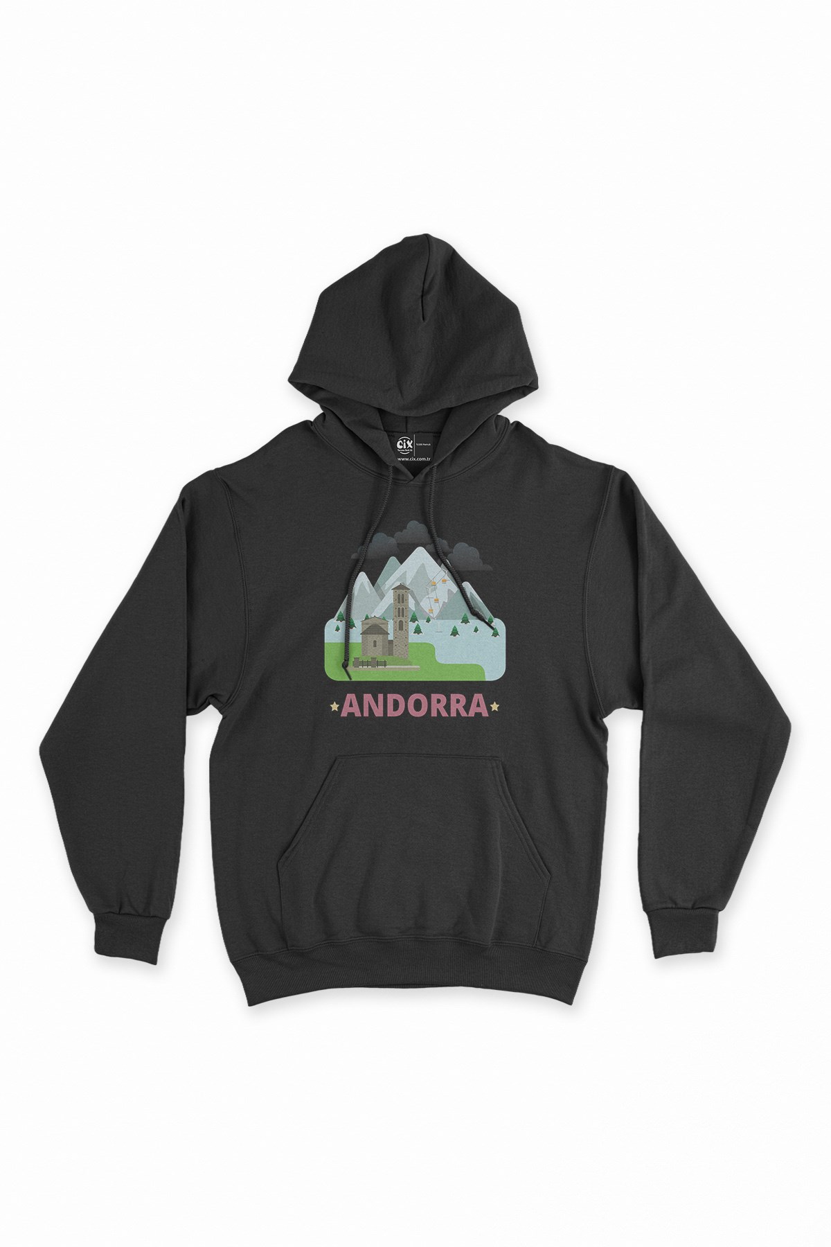 Andorra Siyah Kapşonlu Sweatshirt Hoodie