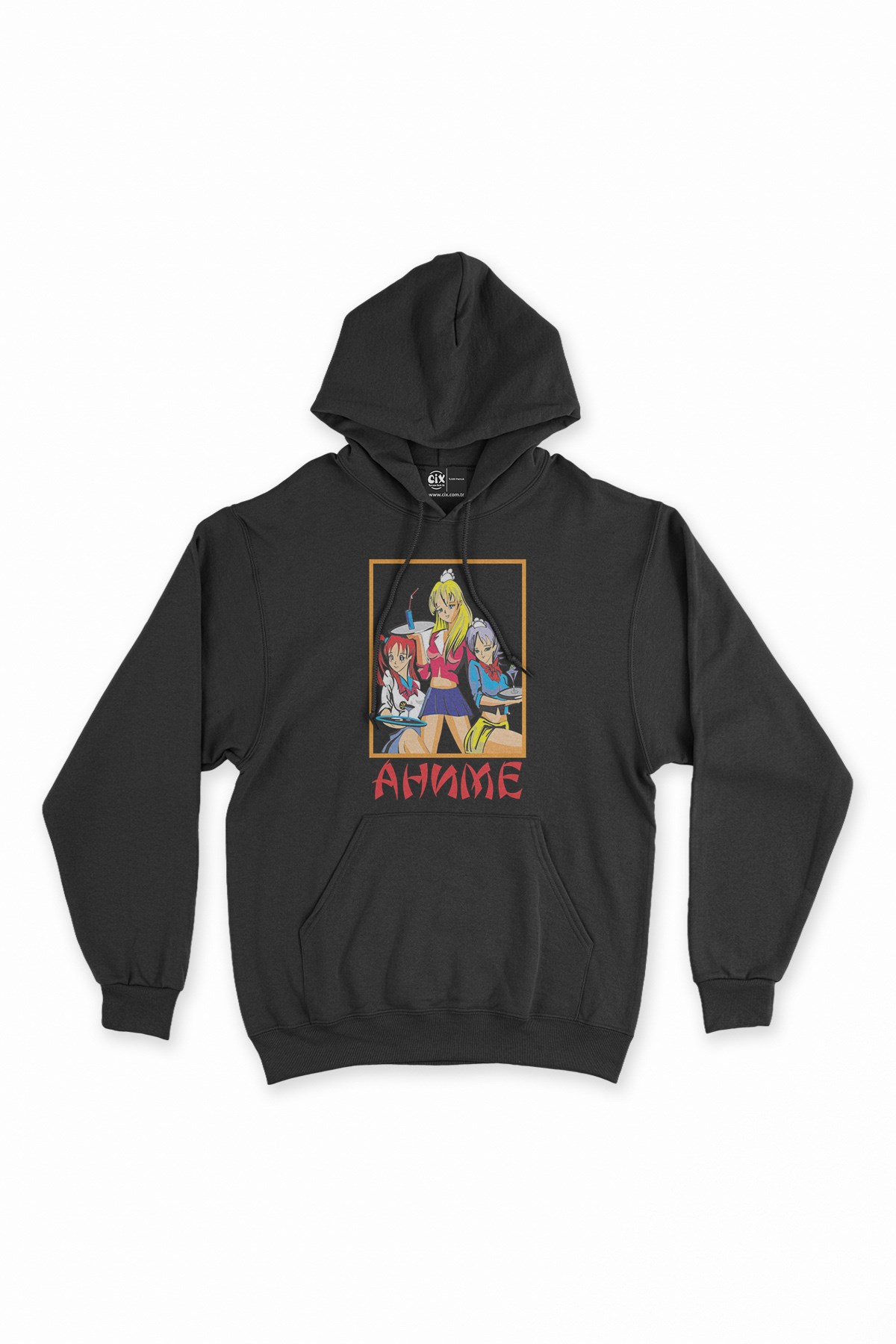 Anime Girls Siyah Kapşonlu Sweatshirt Hoodie
