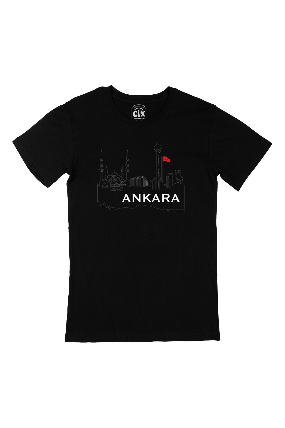 Ankara Çizimli Siyah Tişört