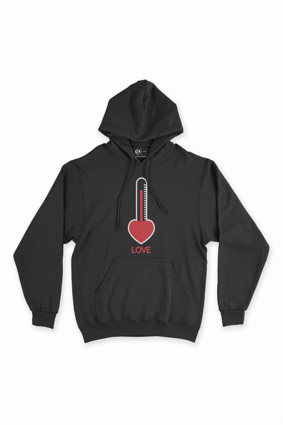 Aşk Dereceli Siyah Kapşonlu Sweatshirt Hoodie