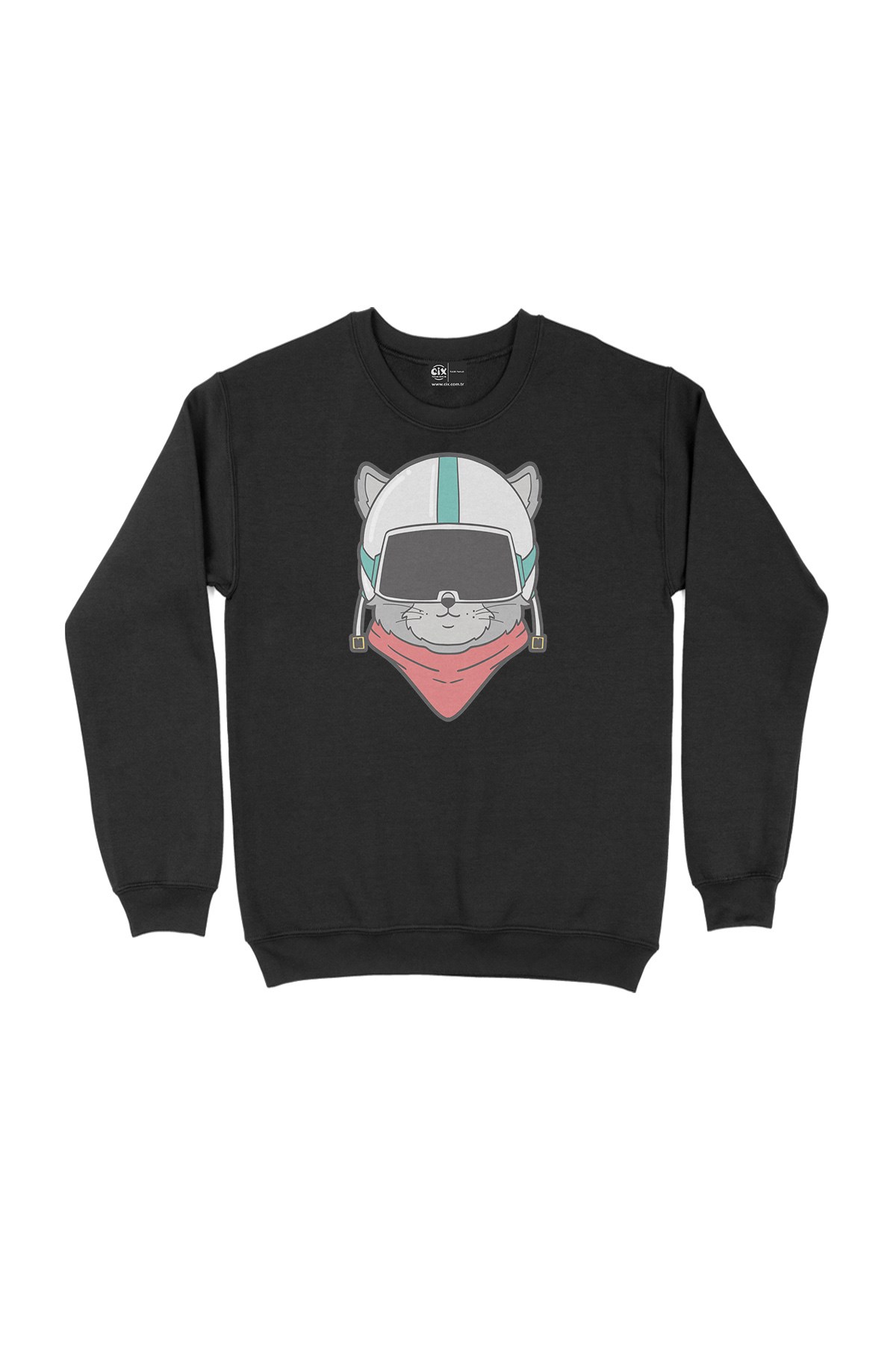 Astronot Kedi Siyah Sweatshirt